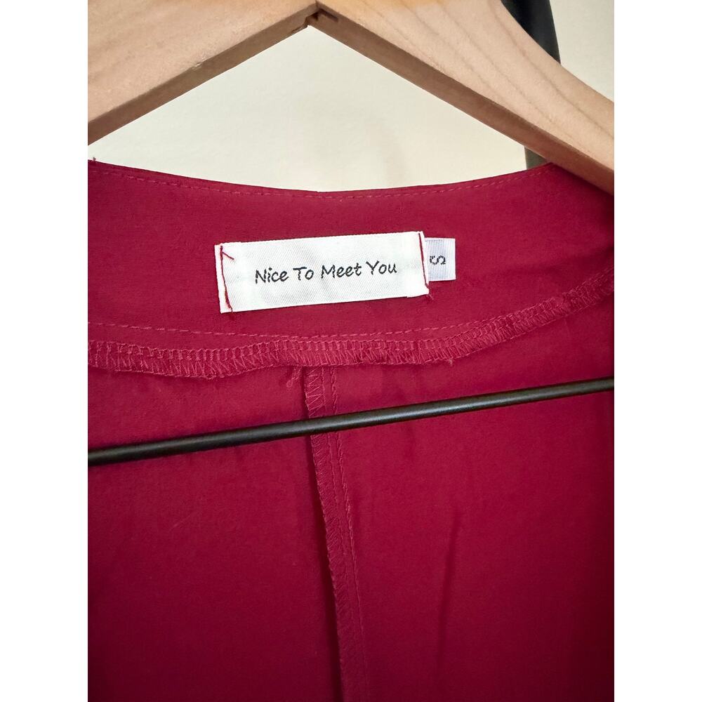 New nice to meet you kimono heart lace trim robe coverup maroon sz S - Picture 5 of 6